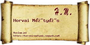 Horvai Mátyás névjegykártya